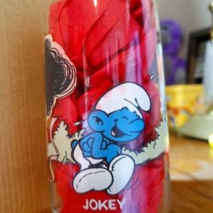 Vintage 1982 Jokey Smurf Cartoon Collector Glass Tumbler